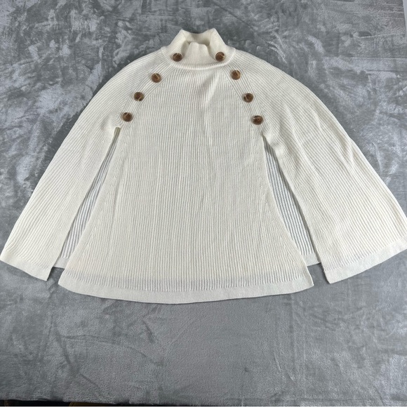 Linda Anderson Sweaters - NWT Linda Anderson Sweater Women's One Size Cream Shawl Poncho Knit Cape Y2K